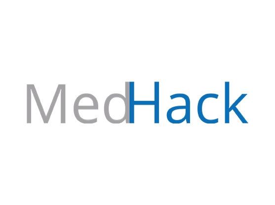 the word MedHack in gray and blue
