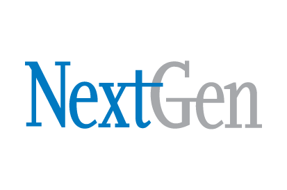 "NextGen" where Next is in blue and gen is in grey