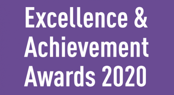 White text on a purple background: Excellence and Achievement Awards 2020 