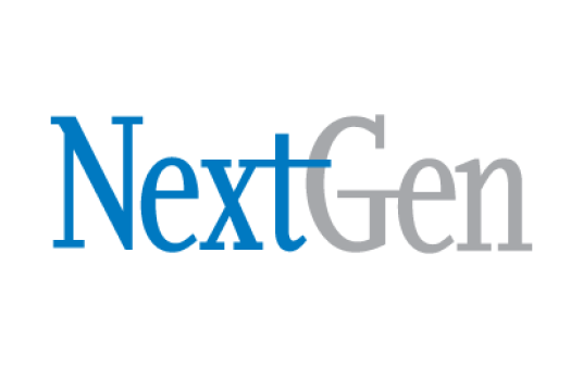 "NextGen" where Next is in blue and gen is in grey